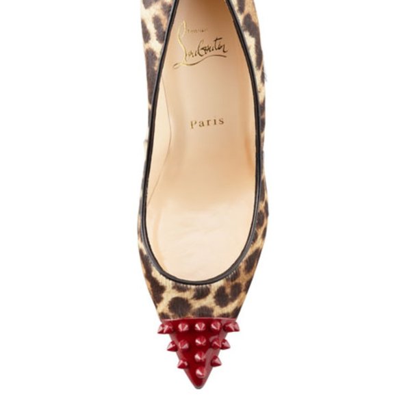 NEW Christian Louboutin Geo Spike-Toe Leopard Calf Hair Pump, 35.5 - Picture 3 of 3